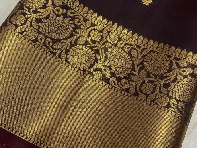 Exclusive and Authentic Coffee Brown Soft Silk Saree - Image 2