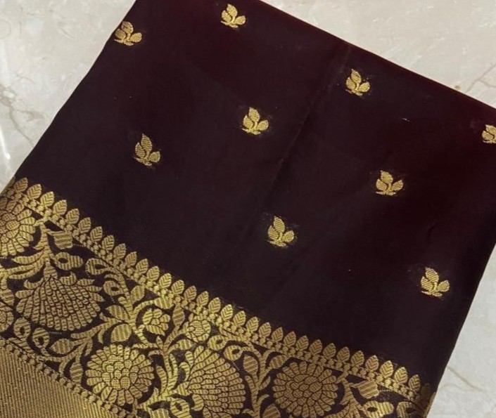 Exclusive and Authentic Coffee Brown Soft Silk Saree - Image 3