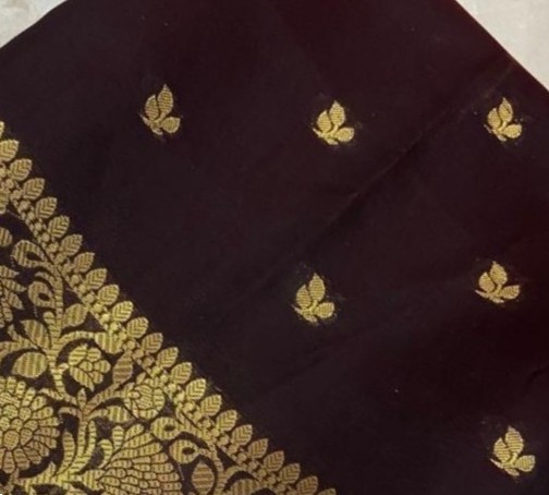 Exclusive and Authentic Coffee Brown Soft Silk Saree - Image 4