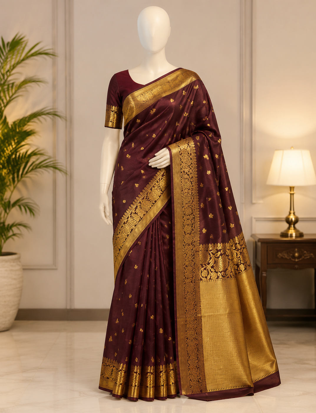 Exclusive and Authentic Coffee Brown Soft Silk Saree - Image 5